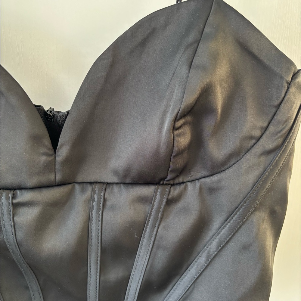 Dynamite Satin Black M Corset Whimsigoth Dark Cottagecore Quiet Lurxury Romantic - Picture 11 of 11